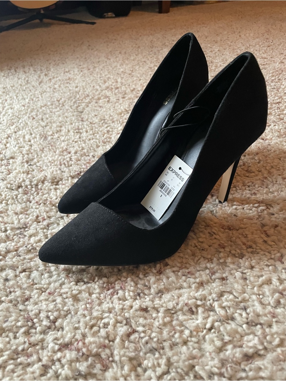 BNWT Express Black Pointed-Toe Suede Stiletto Pumps